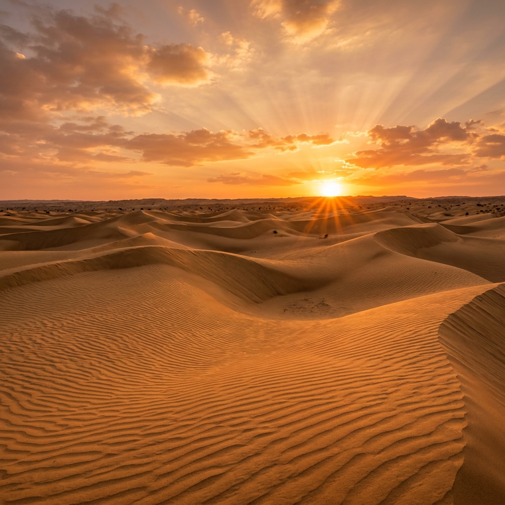 Golden Sam Sand Dunes at sunset, Jaisalmer
